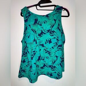 Land’s End Woman’s Tropical Leaf Print Tankini Top Sz 20W